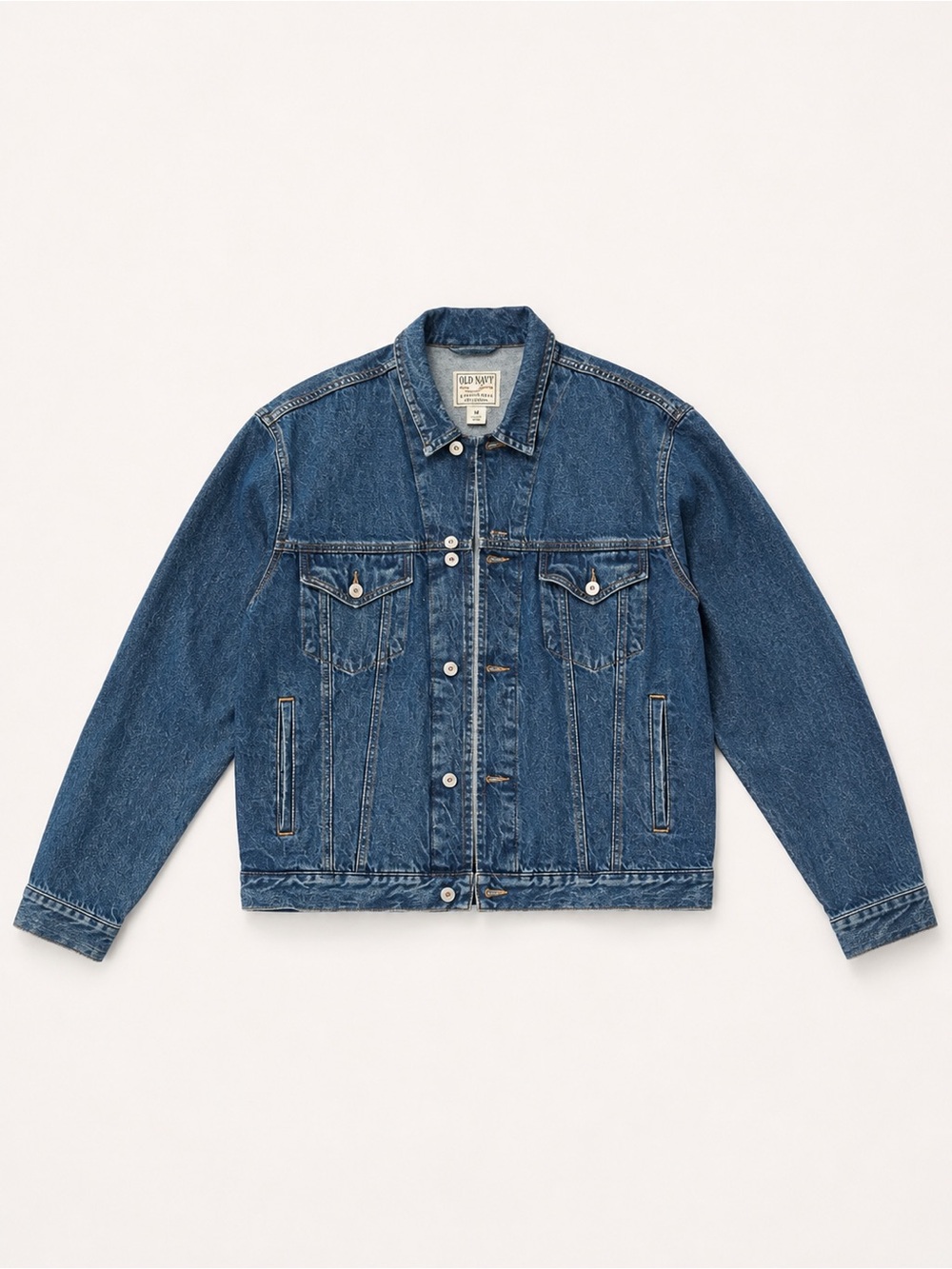 Old Navy Distressed Medium Blue Denim Jacket Men’s Medium